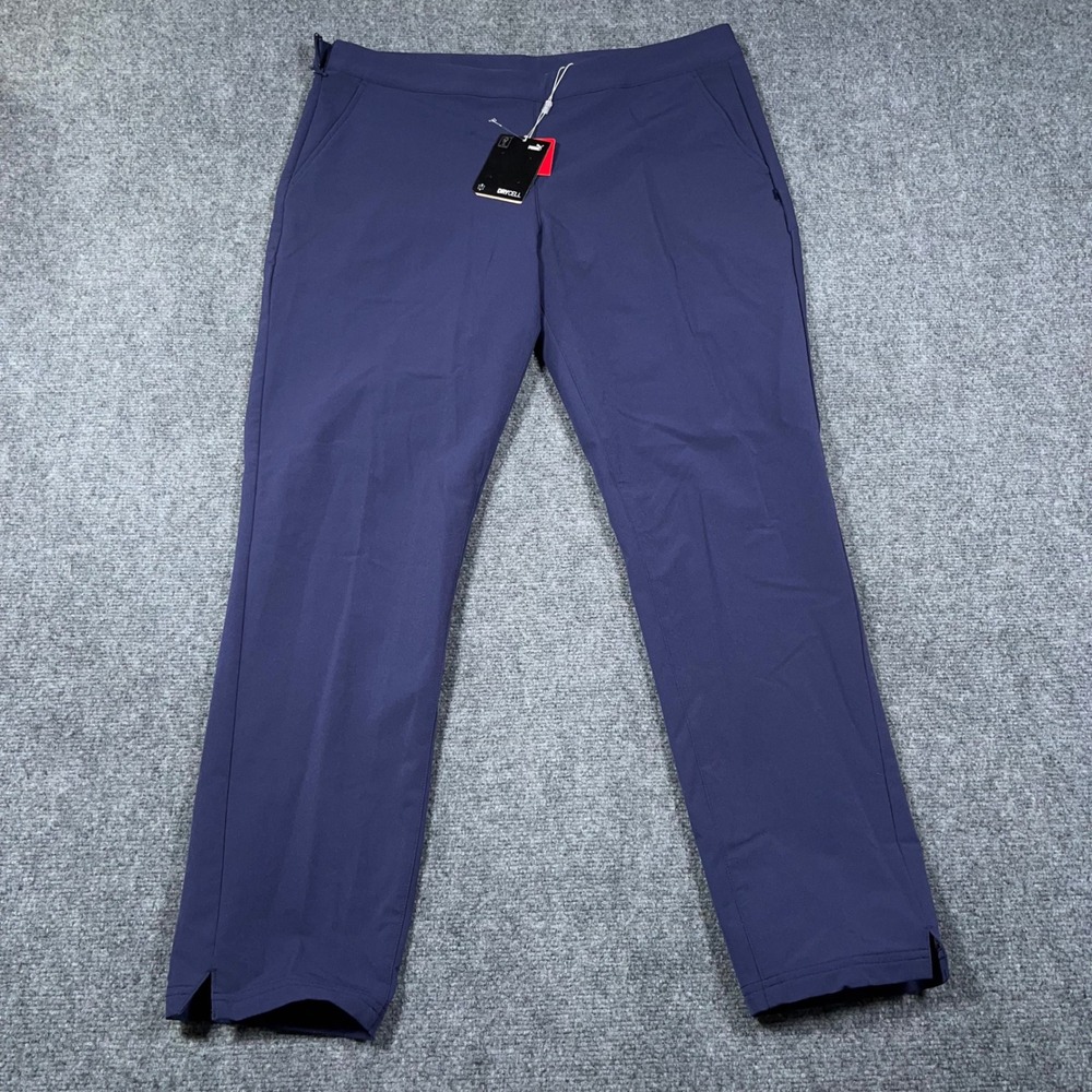 NWT Puma DryCell 7/8 Golf Pants Womens XL Moisture Wicking Peacoat Blue Side Zip
